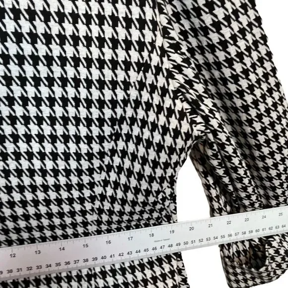 Kasper Swing Blazer Jacket Womens Black and White Houndstooth Retro Size 16